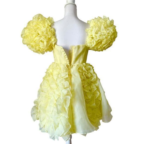 NWT Selkie Twinkie Paris Mini Babydoll Dress‎ Puff Sleeve Yellow Size S - Picture 6 of 9
